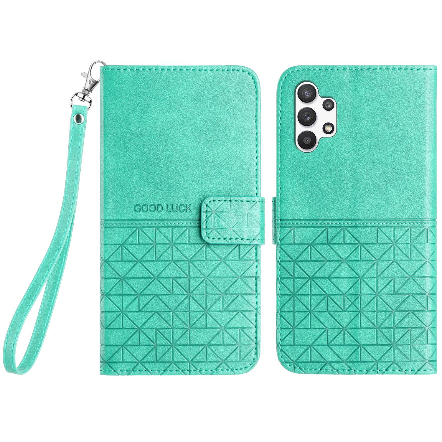 

Stand Wallet Case for Samsung Galaxy A32 4G (EU Version),Microfiber Leather Geometric Imprinted Cover Green