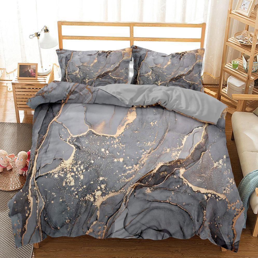 

Home Textile Marble Texture Three-Piece Gradual Change Quilt Cover Digital Printing Bedding 135 * 200 (two-piece set) 90g