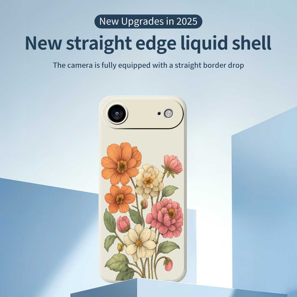 For iPhone 17 Air Case Beautiful Flowers Pattern Printing Straight Edge TPU Phone Back Cover