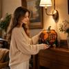 Figurka dyniowego powozu na Halloween z żywicy do dekoracji imprezowej, centralny element jesiennej dekoracji domu