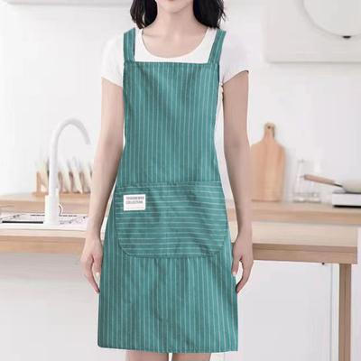 Reinigungsschürze, Streifendruck, schmutzabweisend, Raffhalter, praktisch, für die Küche, für Frauen, die Hausarbeit machen, Kleidungsschutz für den täglichen Gebrauch