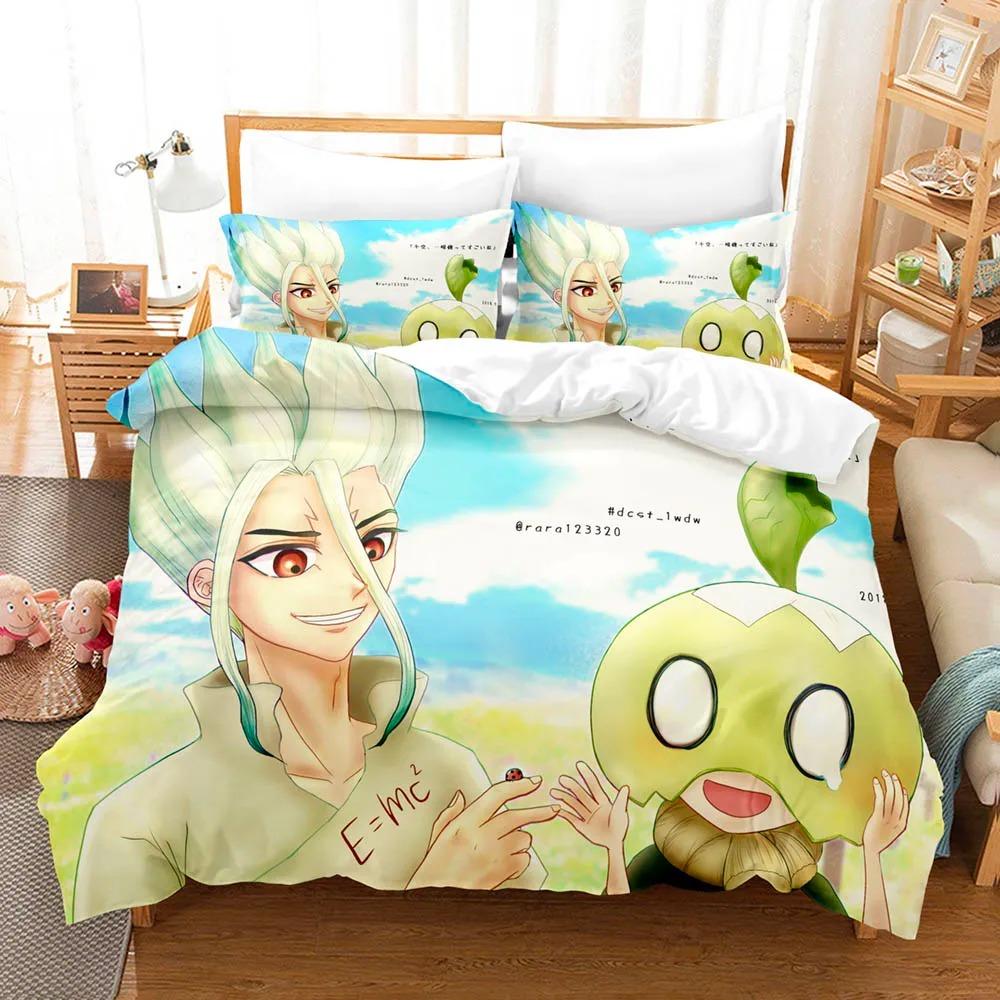 3D Dr.Stone Bettwäsche-Sets Bettbezug-Set mit Kissenbezug Twin Full Queen King Bettwäsche Bettwäsche