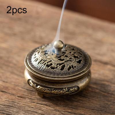 2 Pieces Chinese Mini Incense Burner Pot Table Ornament Decorative Handmade Compact Cone