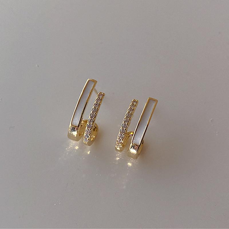 

S silver needle Douyin micro-inlaid zircon vertical strip oil drop earrings light luxury simple temperament personalized versatile earrings