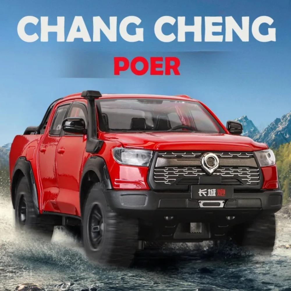 Simulation 1/24 Great Wall Motor POER Pickup Alloy Car Model with Sound Light Off Road Vehicle Toy Birthday Gift Collection