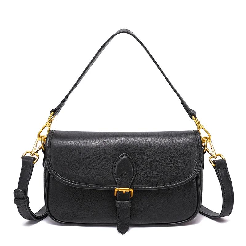 Women s Vintage Genuine Leather messenger bag 21x8x15cm чёрный