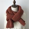 Korean version ins wool knitted scarf women's autumn and winter thickened warm scarf student solid color trendy red versatile model