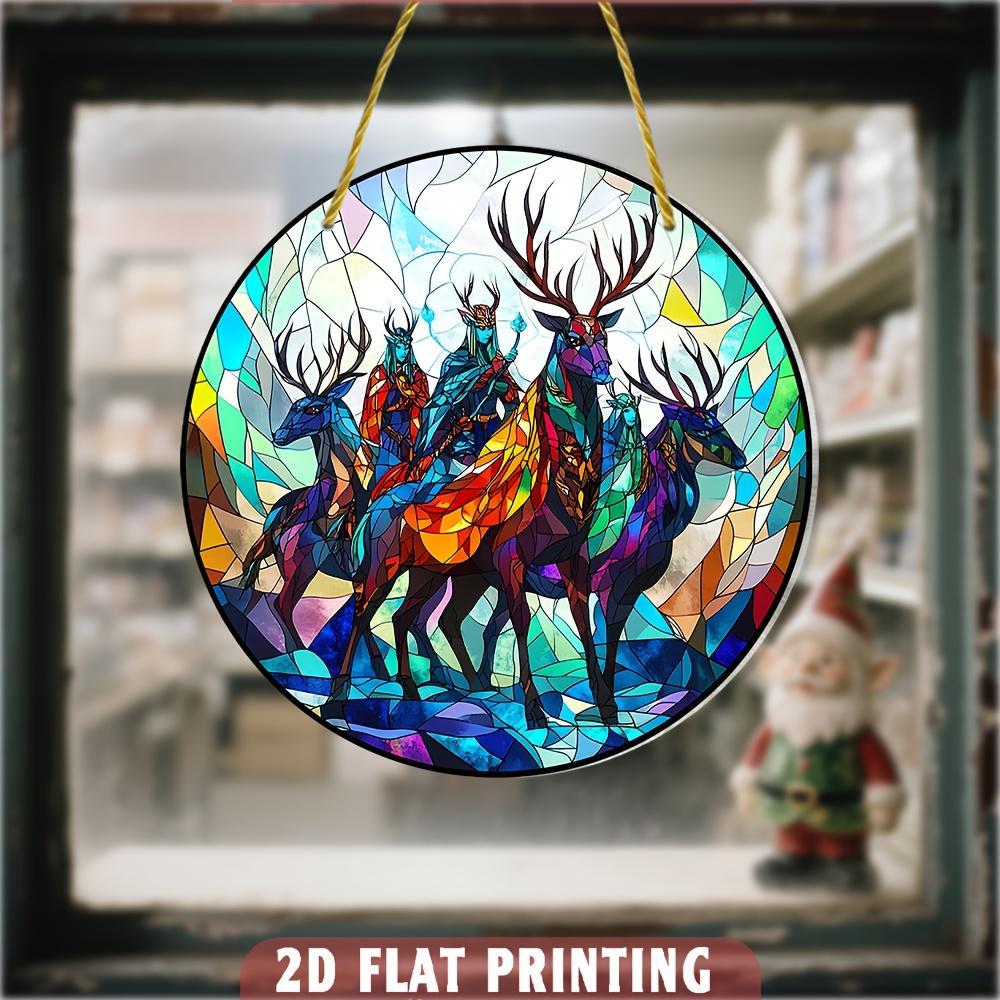 

2D Flat Acrylic A Deer with Colorful Decoration , Use No Batteries/Electricity Needed, Unique Indoor/Outdoor Decoration , Multipurpose Traditional 20*20