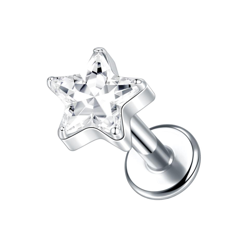 1Pc/5Pcs Titanium Star Ear Tragus Cartilage Helix Daith Piercing Lip Stud Earrings for Women Internal Thread Body Piercing 16G