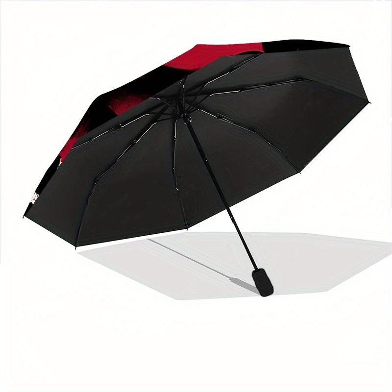 1pc Rose Compass Automatic Open/Close Umbrella with Windproof, Functional Design, 8-Rib Sturdy Canopy, Durable Ribs,005