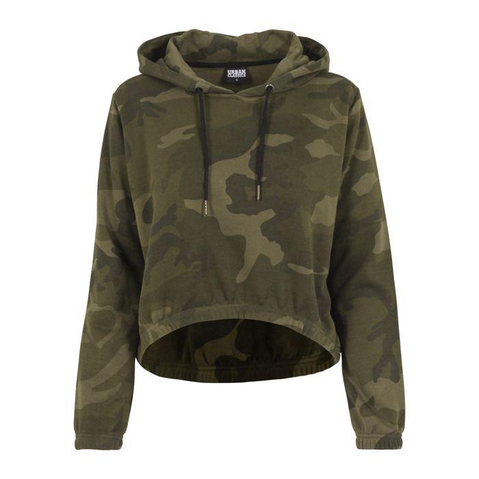 Sweatshirt à capuche - Urban Classics - Rose camouflage - Manches longues - Coton - Court