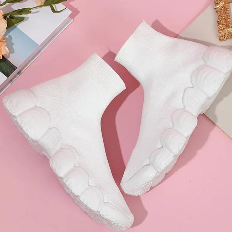 Elastic Socks Shoes Slip-on Casual Sneakers Women Walking Shoes Men High-top Leisure Shoes Knitted Platform Footwear Breathable