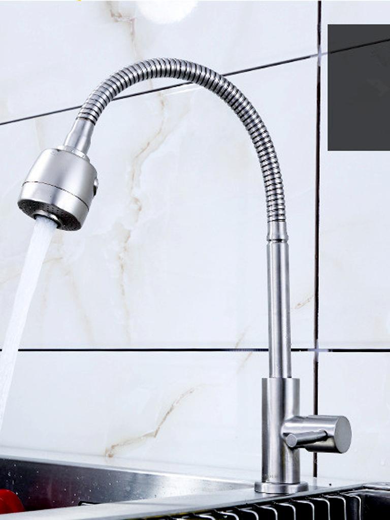 Stainless Steel SUS304 Flexible 360 Swivel Spout Single Lever Cold Tap Kitchen Faucet