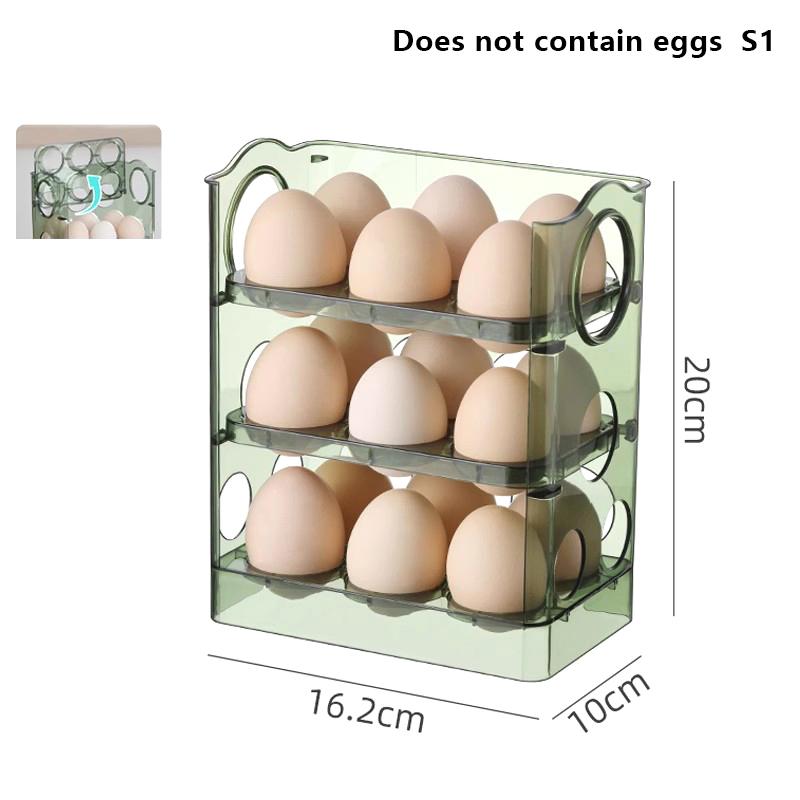 

3-ярусная стойка-подставка для хранения яиц для дверцы холодильника с откидной крышкой - лоток-контейнер для хранения яиц