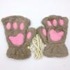 Half-finger Cat Claw Gloves Girl Winter Cute Warm Gloves Winter Plush Thickened Five-finger Plush Gloves