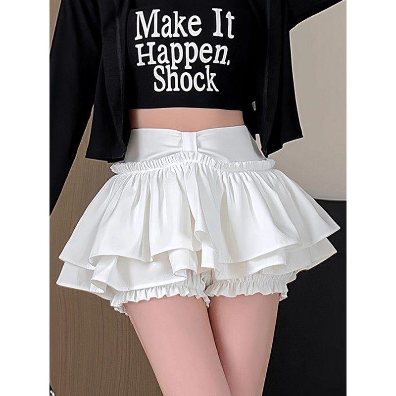 Plus Size Women's Korean Ballet-Inspired Low Waist A-Line Layered Skirt Pants - Autumn/Winter Anti-Exposure Fluffy Style