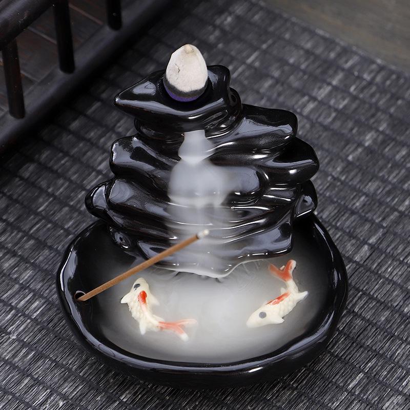 Creative Ceramic Buddha Hand Rockery Backflow Incense Burner for Home or Office