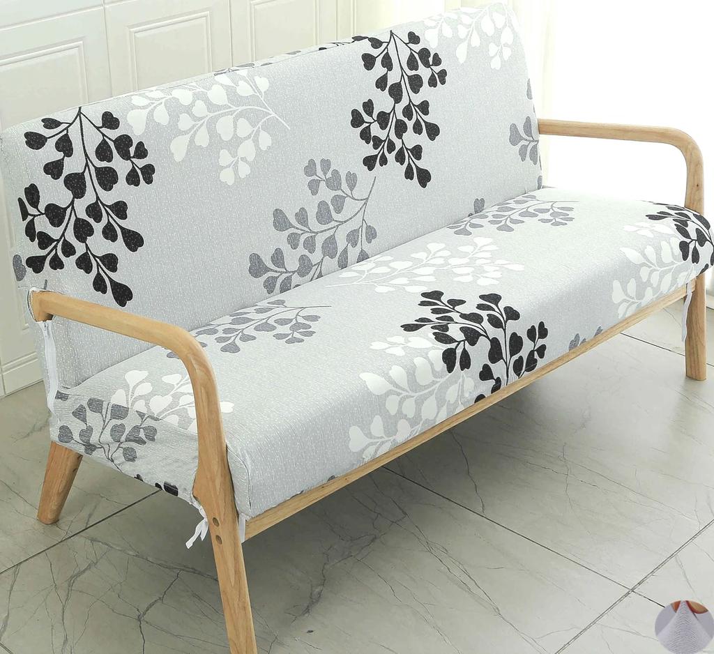 Printing Armless Futon Covers Stretch Futon Couch Cover Folding Sofa Bed Slipcover Furniture Protector with Elastic Bottom
