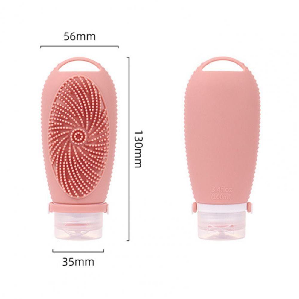 2 in 1 Shower Brush Bottle 100ml Toiletry Containers Portable Travel Refillable Bottles
