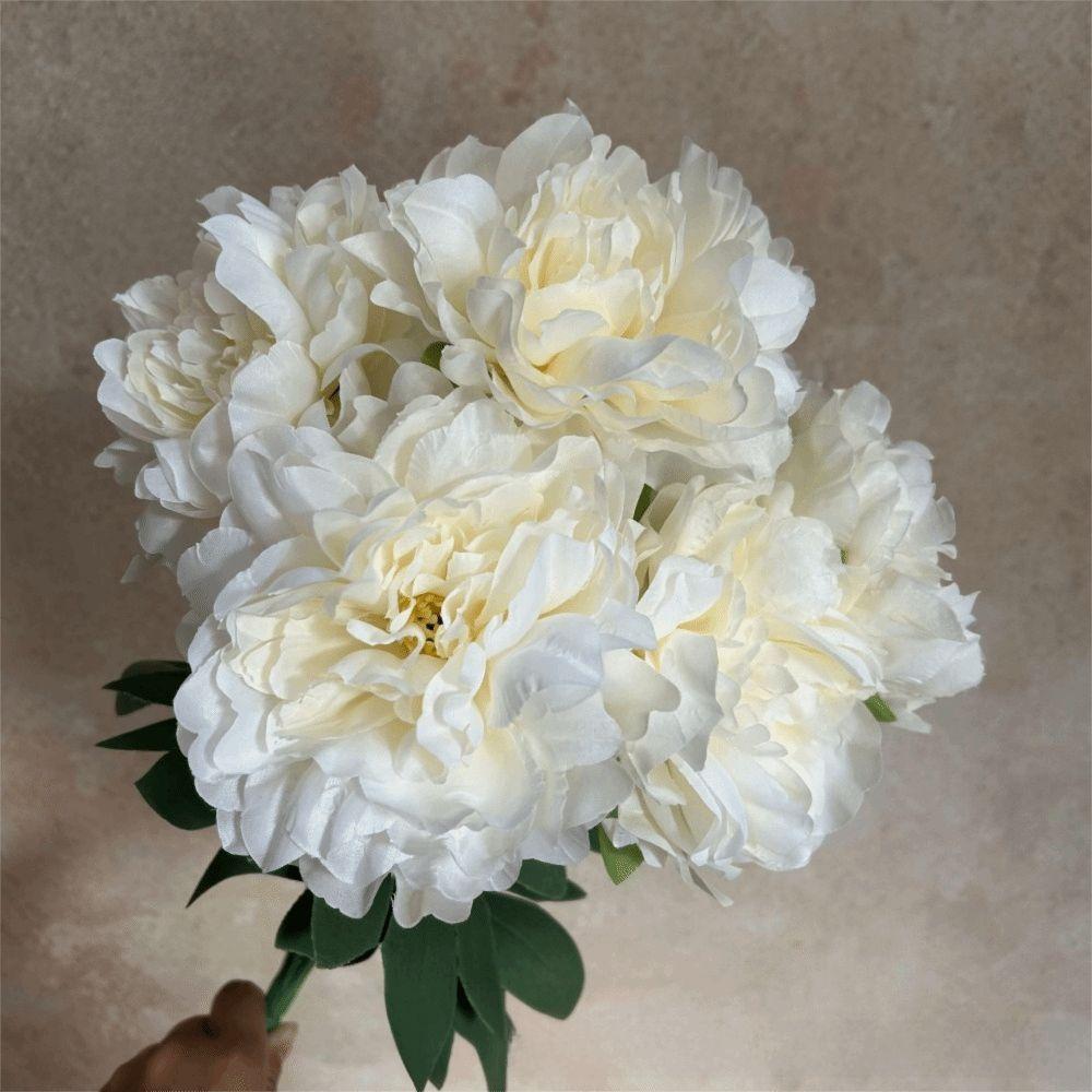 Multicolor Artificial Flower Peony Silk Petals 7 Heads Lifelike Peony Flowers Leaves Floral Arrangement Simulation Flower Gift