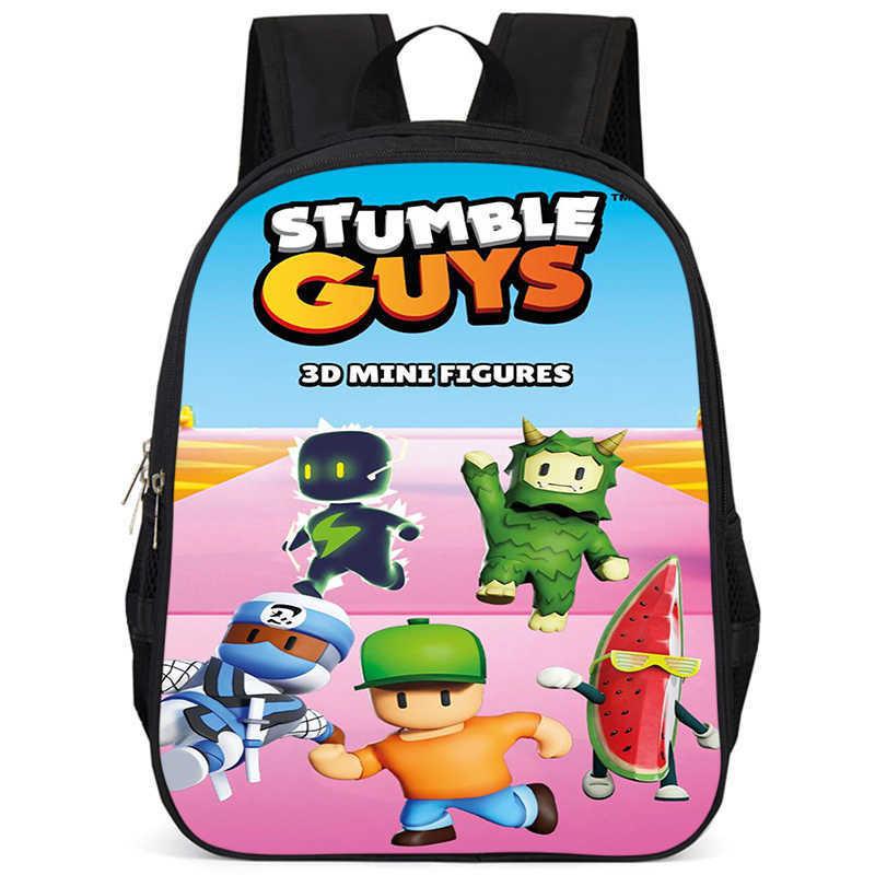 Stylish Stumble Guys Game Print Backpack Durable Oxford Cloth School Bag For Kids