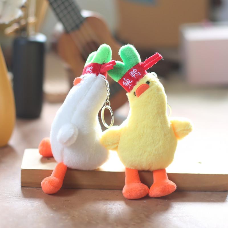 Charming Yellow Plush Duck Keychain Soft Pp Cotton Stuffed Animal Bag Accessory