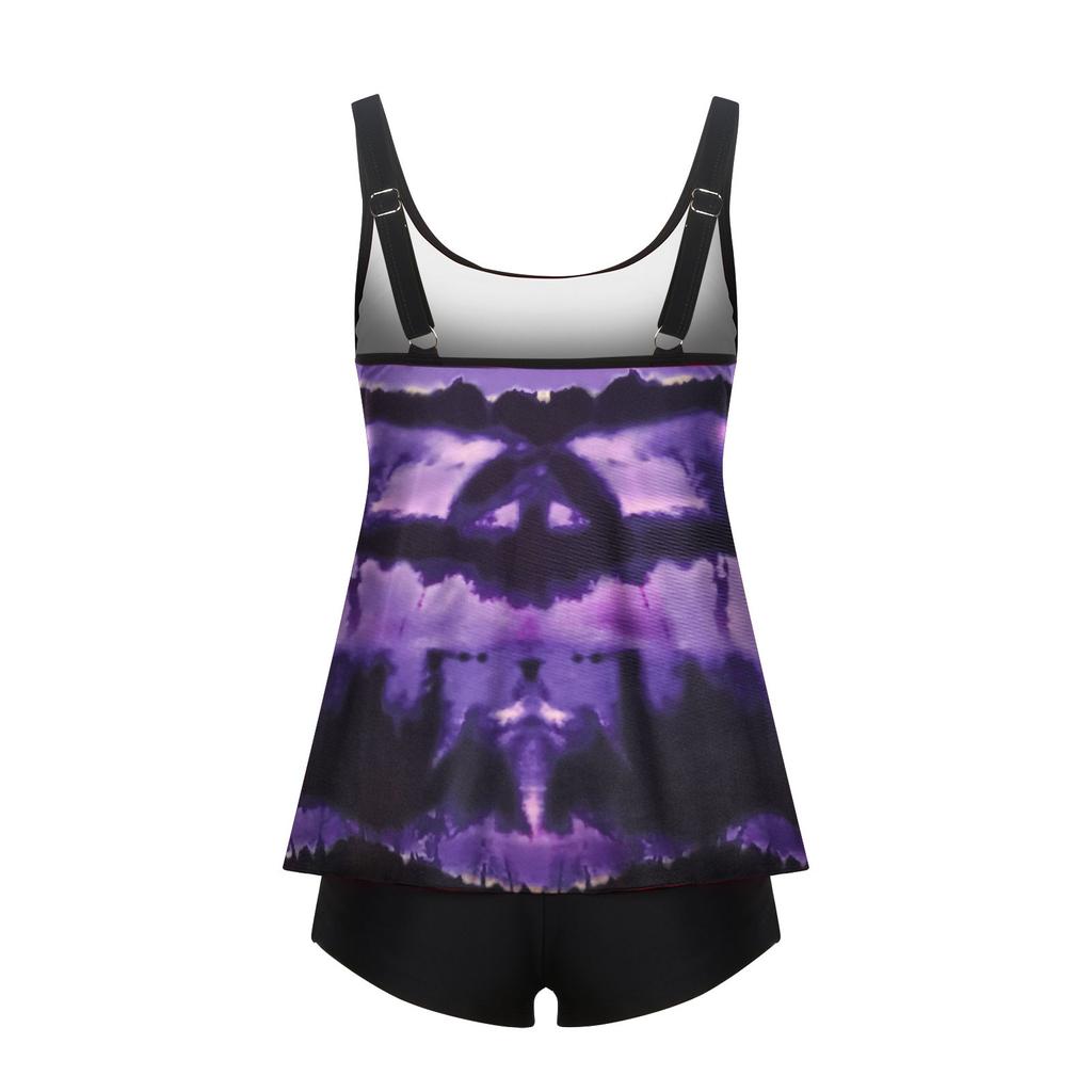 Women's Two Piece Tankini Swimsuit Set Printed Sleeveless Top with Adjustable Straps and Matching Shorts Swimwear Beachwear Summer Outfit