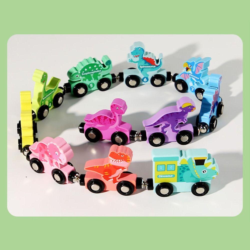 Wooden Magnetic Number Train Toys Number Dinosaur Children's Digital Learning  Kids Gift
