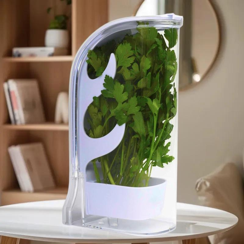 1Pieces Herb Crisper Saver Container Refrigerator Side Opening Container Herb Vegetable Keeper Fresh Bottle Outdoor Tableware