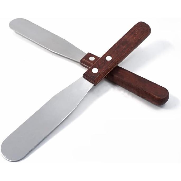 2-Pack 6  Stainless Steel Cake Spatula, Cake Decorating Spatula with Wooden Handle for Spreading Cheese, Cheese