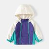 Children's Hooded Jacket 2024 Spring Boys Zipper Shirt Baby Coat Color Matching Jacket Double Zipper Top