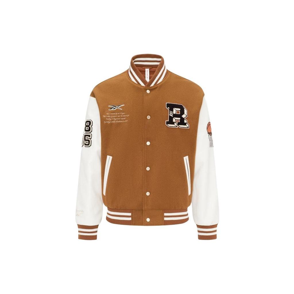 Reebok Letter Casual Stand Collar Warm Single-Breasted Loose Cotton Vintage Sports Jacket Unisex Jacket Brown 23FRC251UGBR