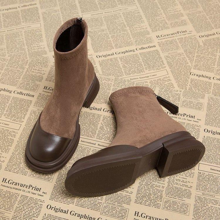 Elastic Martin Boots Women's Thick Soles Increase In Height Autumn and Winter New Small Fashion Short Boots Thin Boots