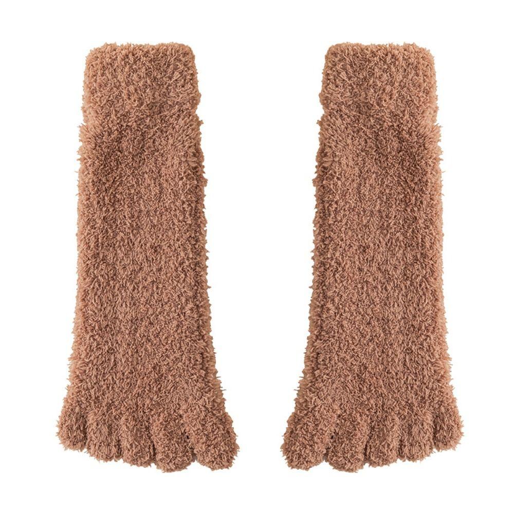 Mid Tube Five Toe Fleece Socks Winter Floor Socks Women Five Toe Plush Socks For Female Men