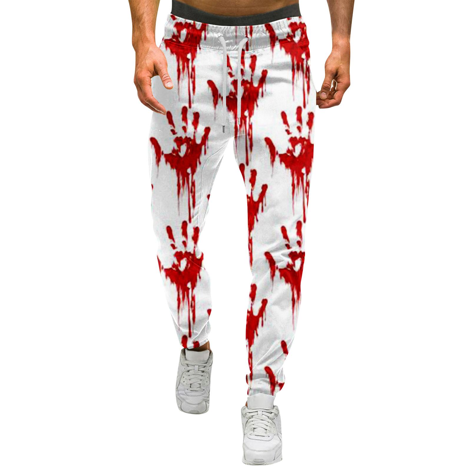 

Мужские брюки с принтом на Хэллоуин Мужские повседневные спортивные брюки на кулиске XXXL красный