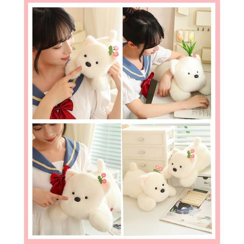 Highland Flower West White Terrier Dog Plush Toy Cartoon Stuffed Animal Doll