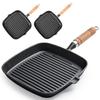 Cast Iron7.4/9.1/9.25 Inch Steak Grill Pan with Drip Spout Square Skillet Non-Stick Griddle for Indoor Outdoor Grilling