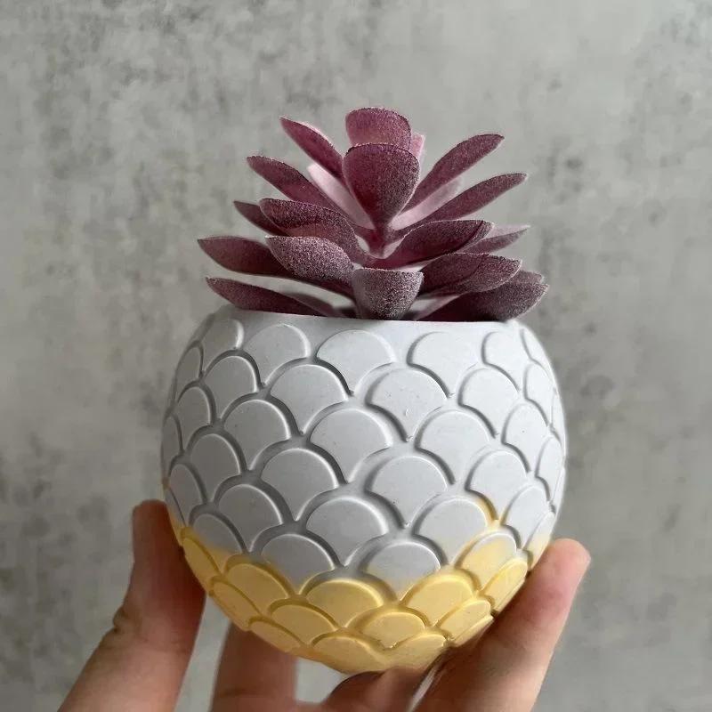 NEW DIY Succulents Flowerpot Silicone Mold Fish Making Plaster Resin Candle Jar Tank Craft Storage Box Casting Mold