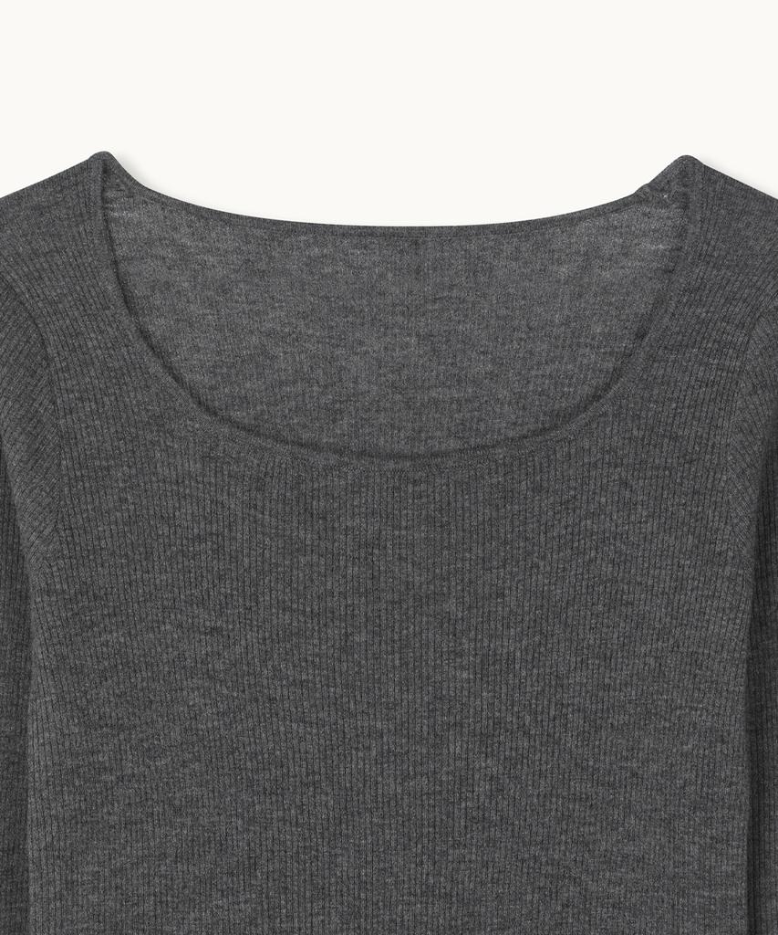 MAKE A TOAST Square Neck Slim Fit Knit Top (Dark Grey) Mbfsnt002Dg