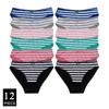 Women's Cotton Panties Sexy Soft Striped Underpants Solid Color Briefs Female Comfortable Stretch Lingerie M-XL 12 Pcs/set
