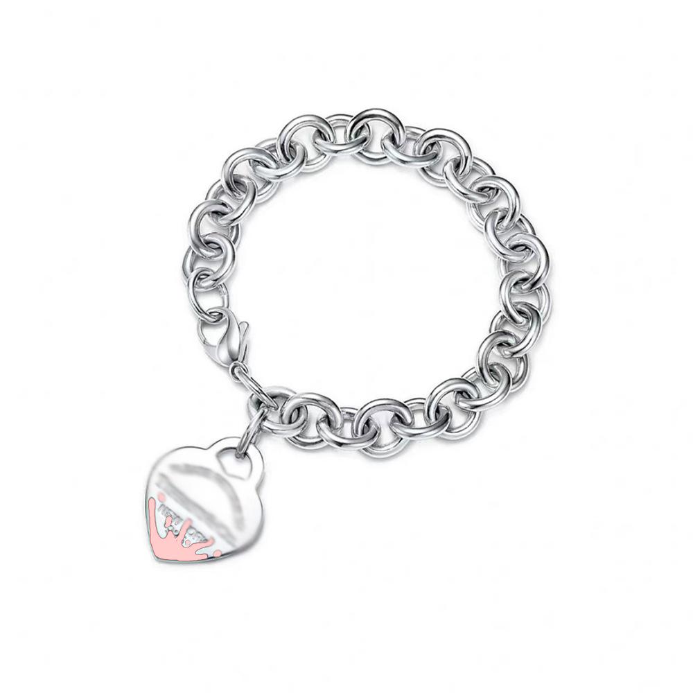 Classic Enamel Heart Bracelet for Women with Clasp Heart Pendant