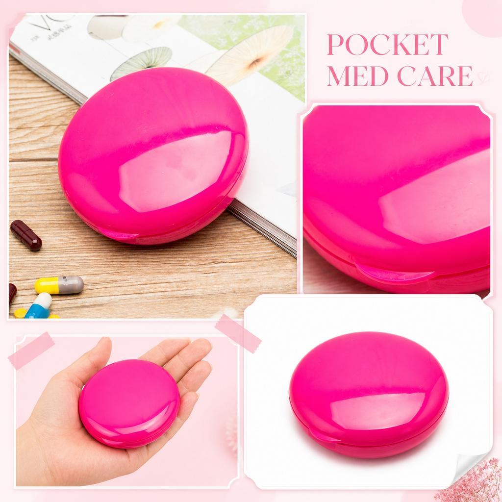 Round Rotating Plastic Pill Organizer Seven Compartment Portable Storage Case for Medication Supplement Travel Use