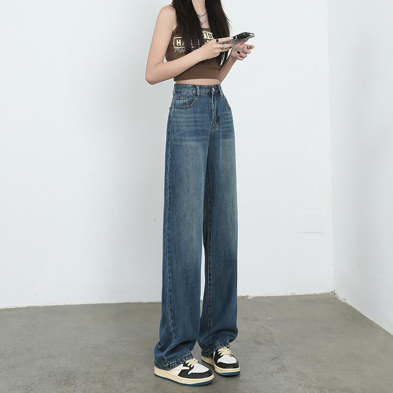 

Джинсы повседневного покроя Slim-fit, прямые джинсовые брюки M темно-синий