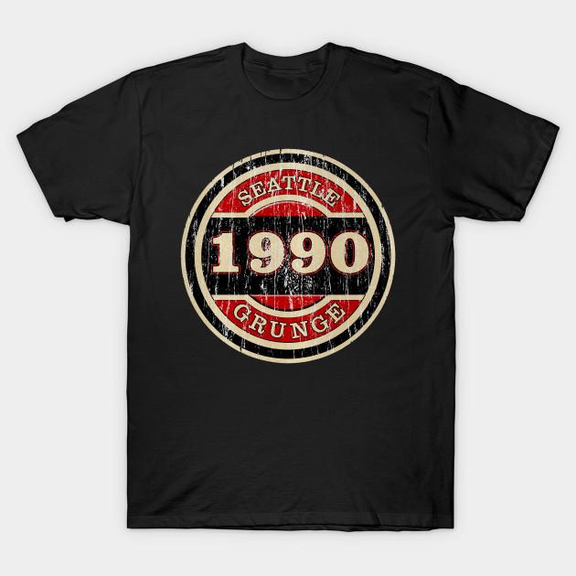 Мужская черная футболка с принтом Seattle Grunge 1990 - Ретро Печать на трансферной бумаге без вырезания Хлопковая футболка 2XL чёрный