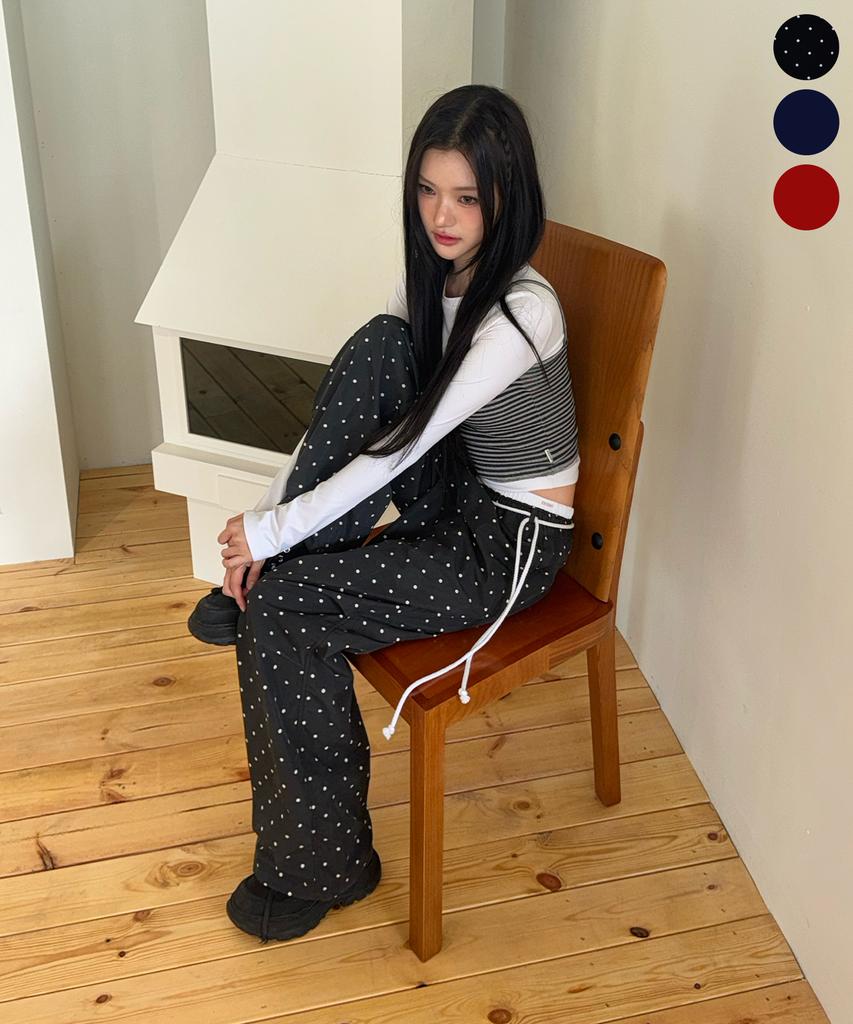 YOUHEE [3Colors] Cotton Layered Banding Wide Pants