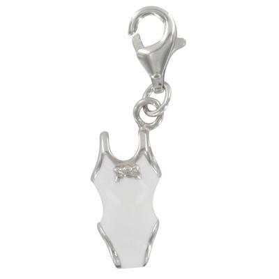 [Q4923] - 'Mayokini' gümüş charm kolye ucu beyaz gümüş rengi (rodyumlu) - 15x7 mm