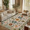 Retro Flower Living Room Carpet Non-slip Machine Washable Soft Floor Mat Nordic Style Plant Rugs Large Size Home Decoration Mats