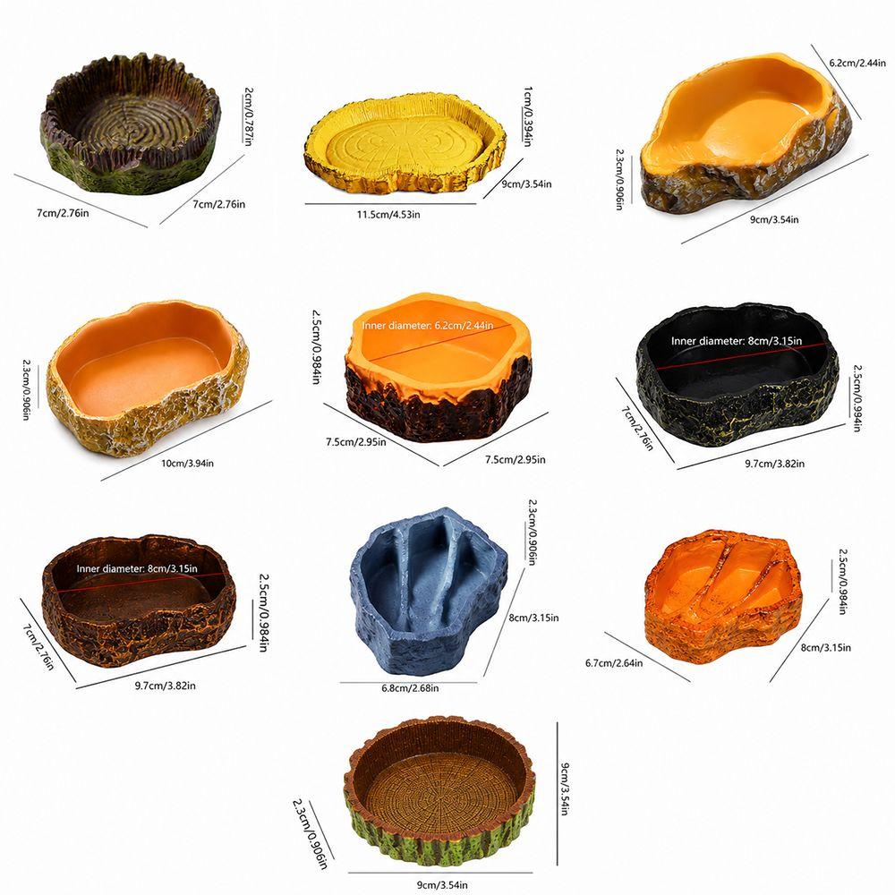 Tree Stump Shape Reptile Feeding Bowl Multicolor Reptile Bathtub for Tortoises