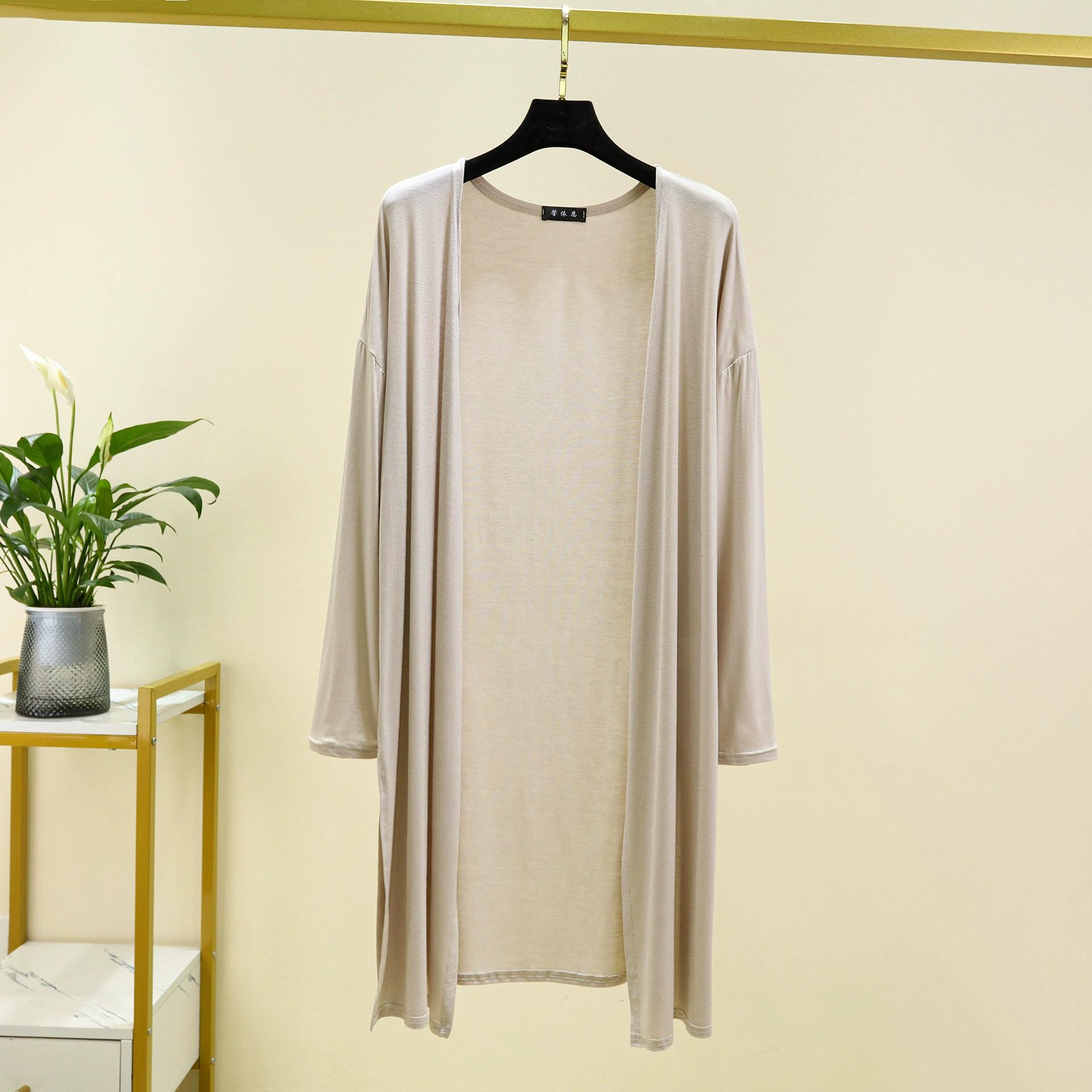 

Spring Summer Thin Cardigan for Women Long Sleeves Shirt Sun Protection Clothing Plus Size Loose Air-conditioned Cover Up 2XL бежевий