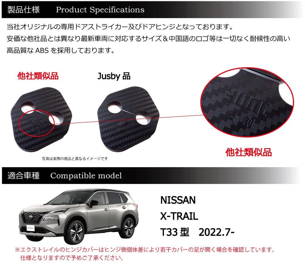 (Jusby) New X-TRAIL T33 Door Striker Cover & Hinge Cover